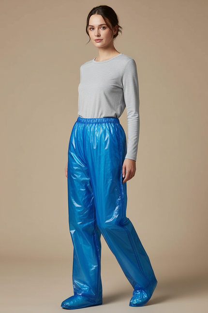 Pantalon De Pluie Bleu Brillant Ample Léger Jetable - Polyester