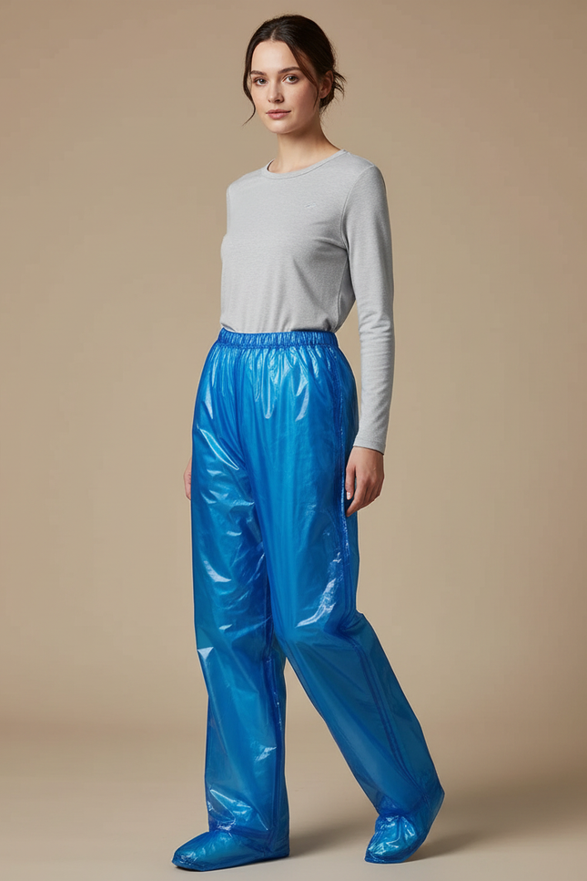 Pantalon De Pluie Bleu Brillant Ample Léger Jetable - Polyester