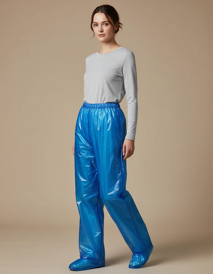 Pantalon De Pluie Bleu Brillant Ample Léger Jetable - Polyester