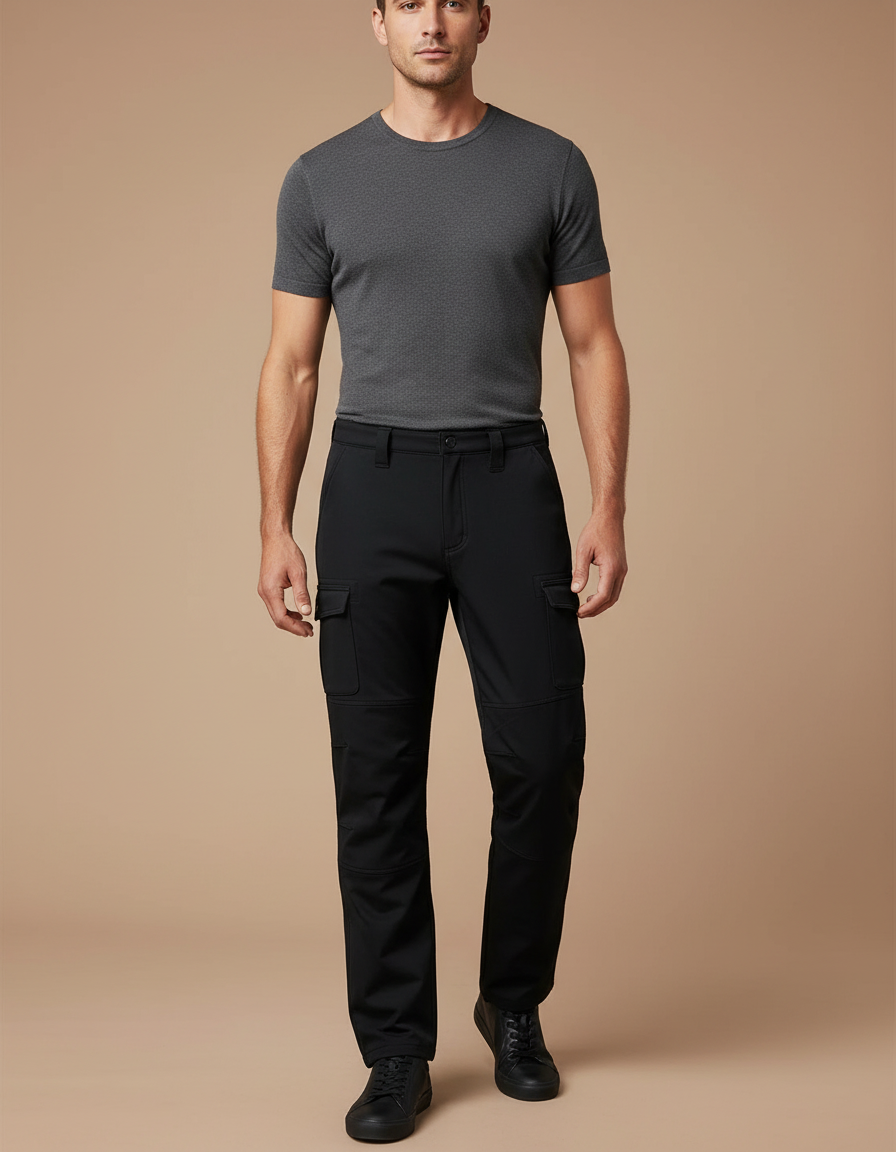 Pantalon De Pluie Noir Cargo Imperméable Homme Décontracté - Polyester