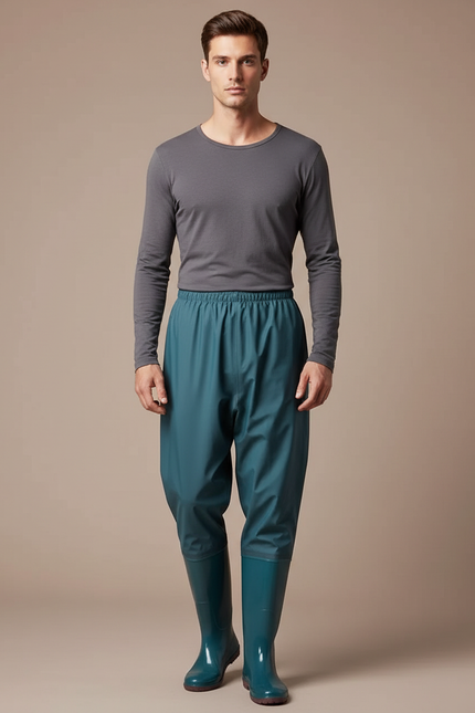 Pantalon De Pluie Vert Canard Ample Impermééable Homme - Polyester