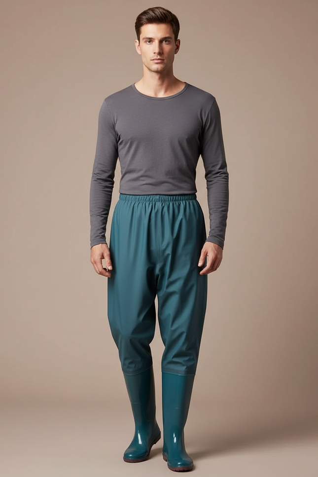 Pantalon De Pluie Vert Canard Ample Impermééable Homme - Polyester