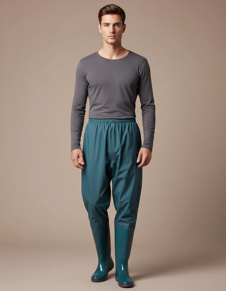 Pantalon De Pluie Vert Canard Ample Impermééable Homme - Polyester