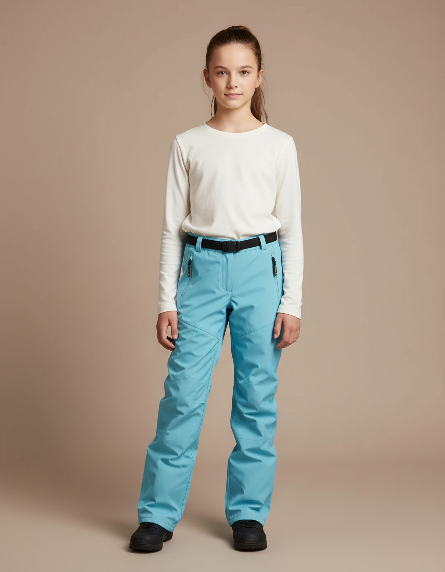 Pantalon De Pluie Bleu Imperméable Enfant Ski Doublé - Polyester