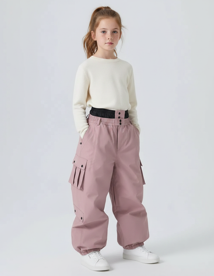Pantalon De Pluie Rose Cargo Ample Imperméable Enfant - Polyester