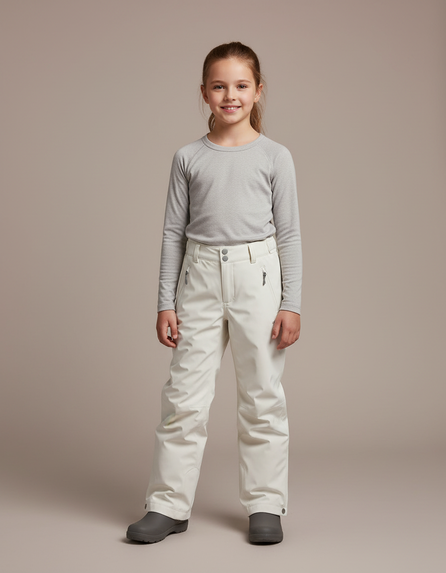 Pantalon De Pluie Crème Imperméable Enfant Ski Hiver - Blanc Polyester