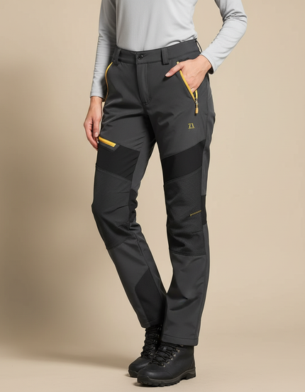 Pantalon De Pluie Gris Foncé Softshell Femme Imperméable - Polyester