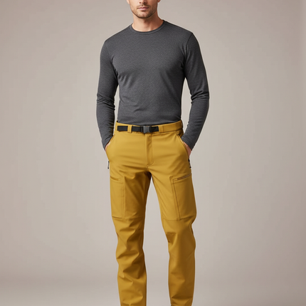 Pantalon De Pluie Jaune Cargo Imperméable Homme Ceinturé - Polyester