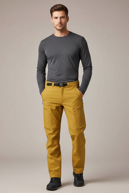 Pantalon De Pluie Jaune Cargo Imperméable Homme Ceinturé - Polyester