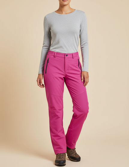 Pantalon De Pluie Fuchsia Doublé Polaire Femme Randonnée - Rose Polyester