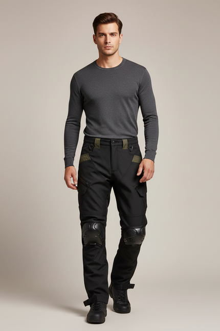 Pantalon De Pluie Noir Cargo Renforcé Homme Imperméable - Polyester