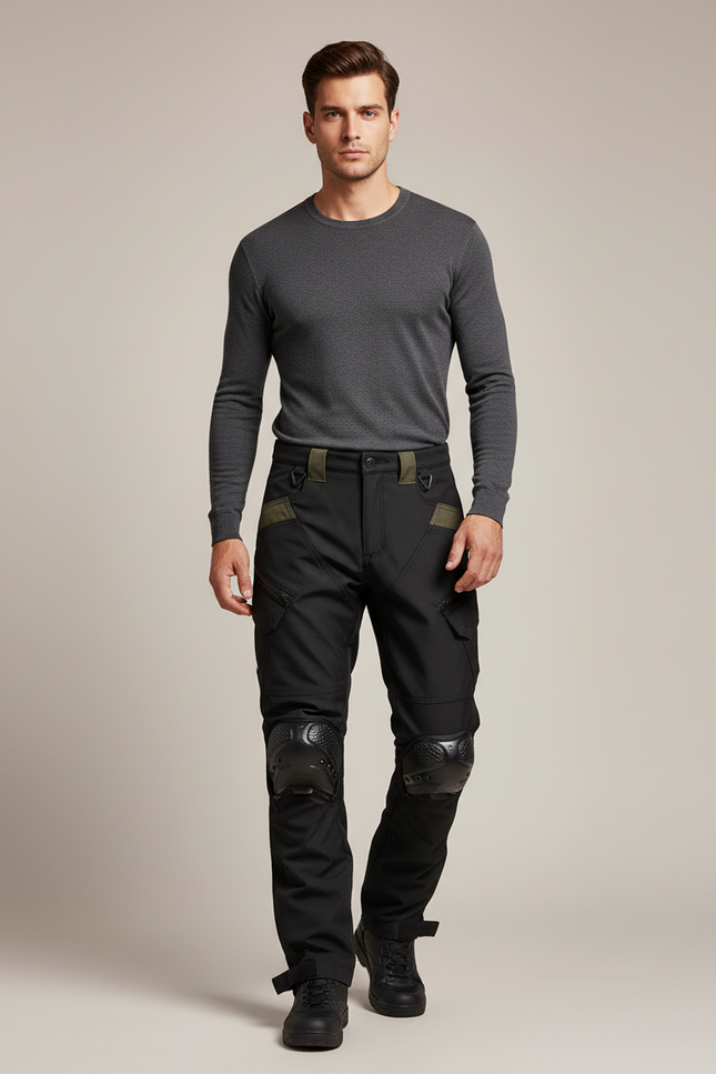 Pantalon De Pluie Noir Cargo Renforcé Homme Imperméable - Polyester