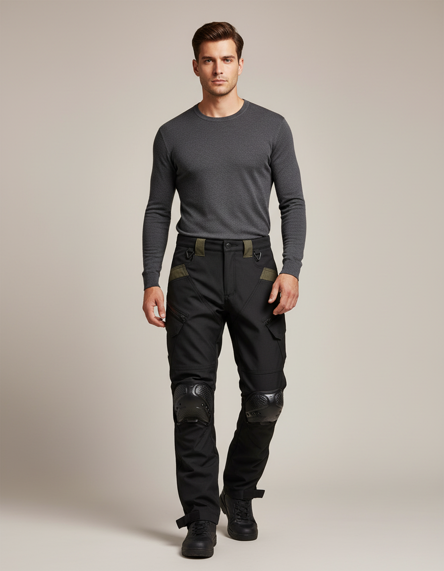 Pantalon De Pluie Noir Cargo Renforcé Homme Imperméable - Polyester