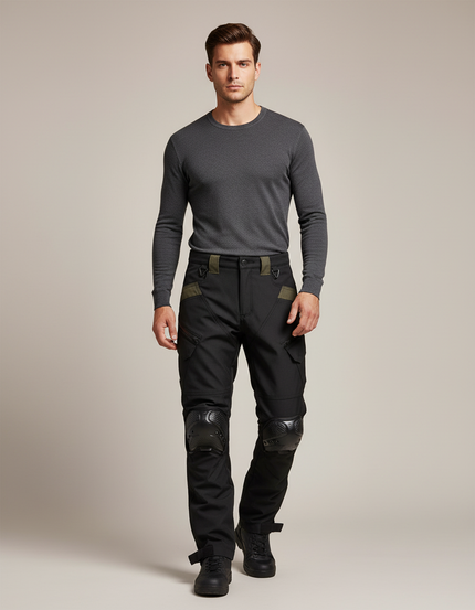 Pantalon De Pluie Noir Cargo Renforcé Homme Imperméable - Polyester