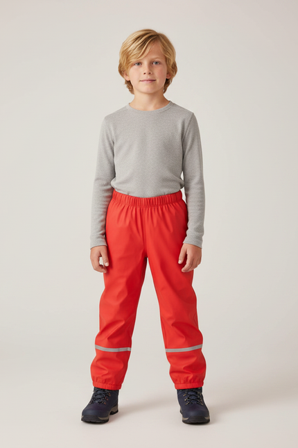Pantalon De Pluie Rouge Imperméable Réfléchissant Enfant - Polyester
