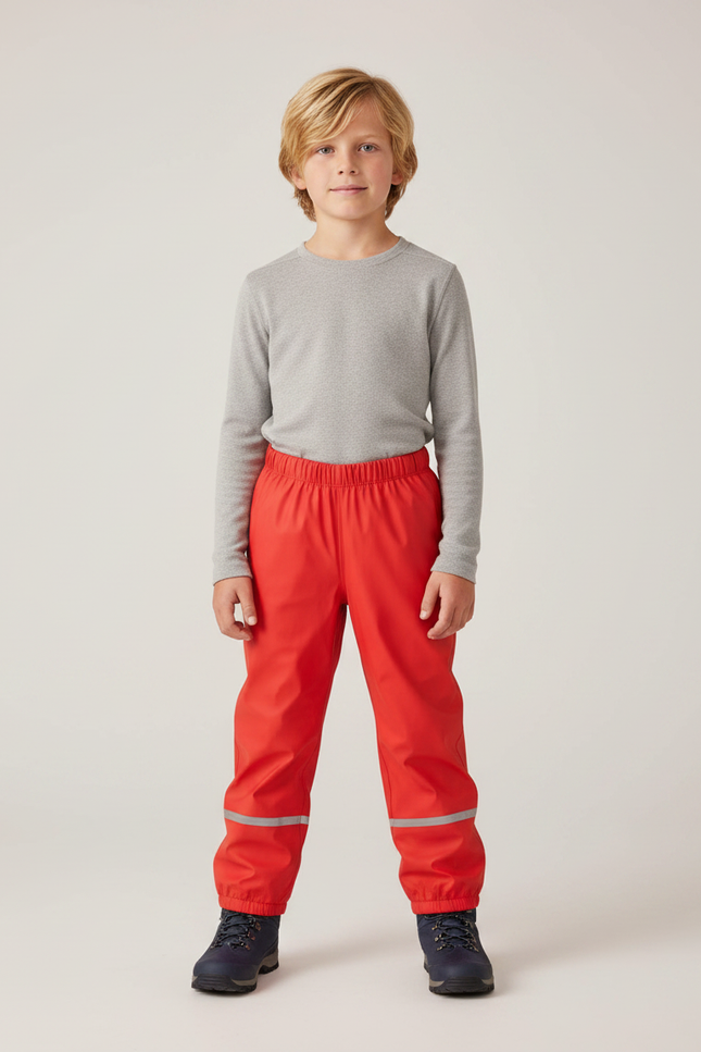 Pantalon De Pluie Rouge Imperméable Réfléchissant Enfant - Polyester