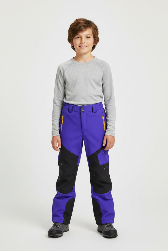 Pantalon De Pluie Enfant Imperméable Violet Noir Softshell - Polyester