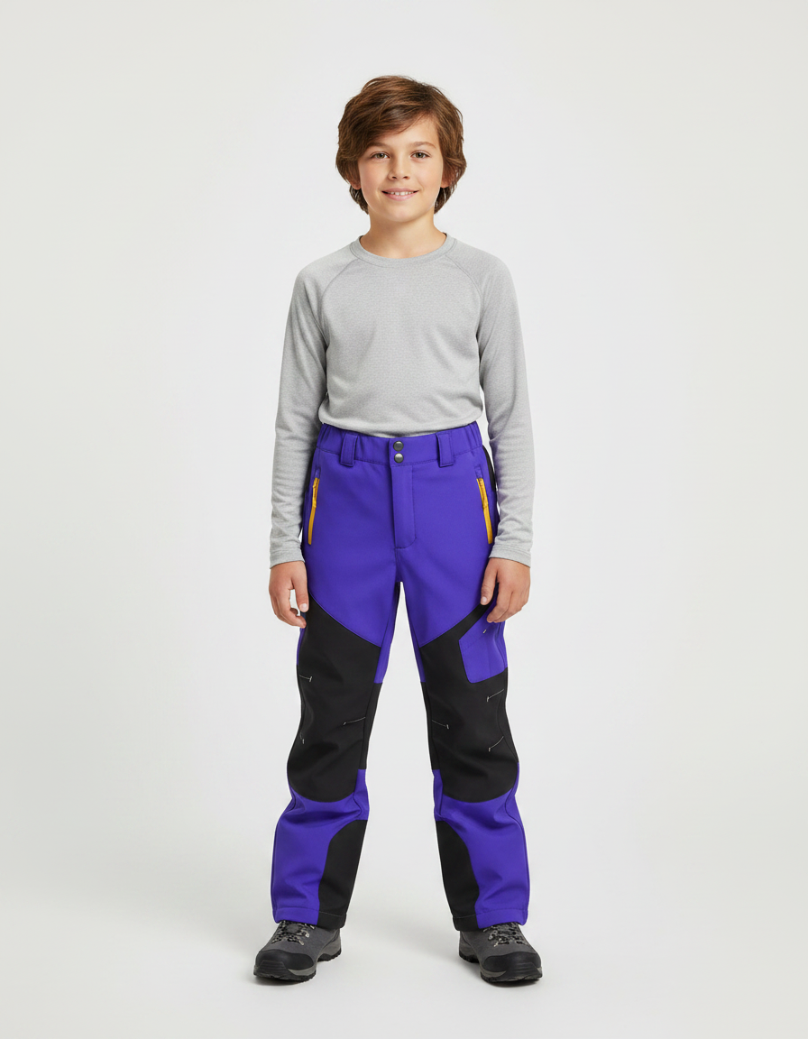 Pantalon De Pluie Enfant Imperméable Violet Noir Softshell - Polyester