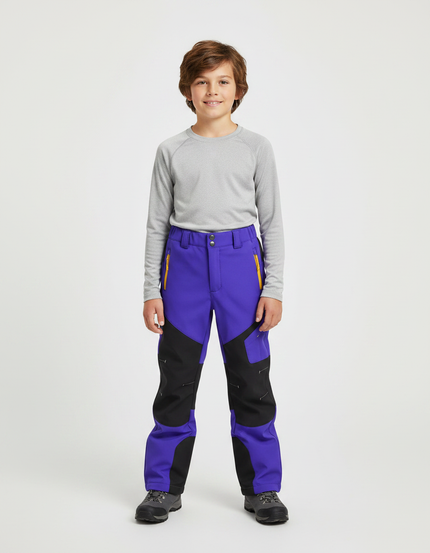 Pantalon De Pluie Enfant Imperméable Violet Noir Softshell - Polyester
