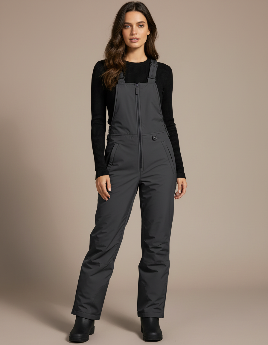 Pantalon De Pluie Gris Imperméable Salopette Ski Femme - Polyester
