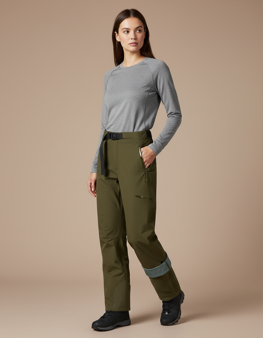 Pantalon Pluie Chaud - Kaki Polyester