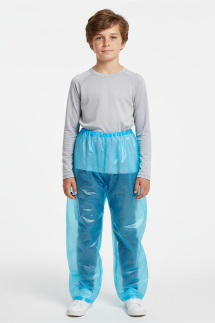 Pantalon De Pluie Bleu Transparent Jetable Enfant - Polyester