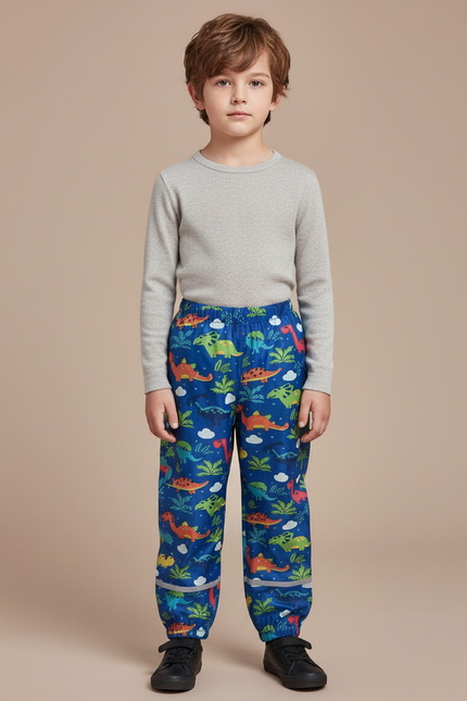 Pantalon De Pluie Bleu Dinosaure Imperméable Enfant Mignon - Multicolore Polyester