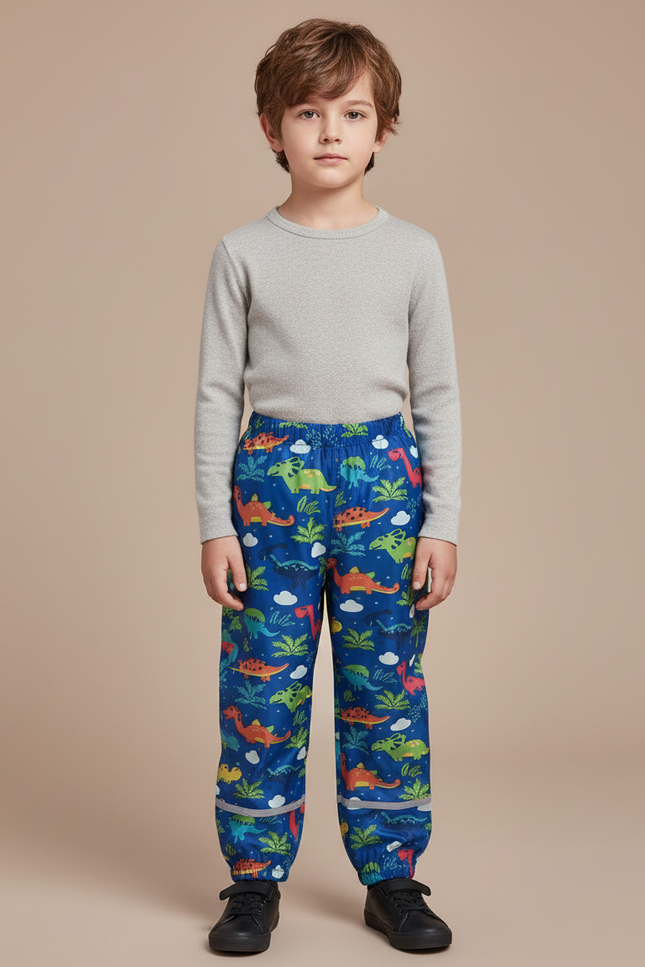 Pantalon De Pluie Bleu Dinosaure Imperméable Enfant Mignon - Multicolore Polyester
