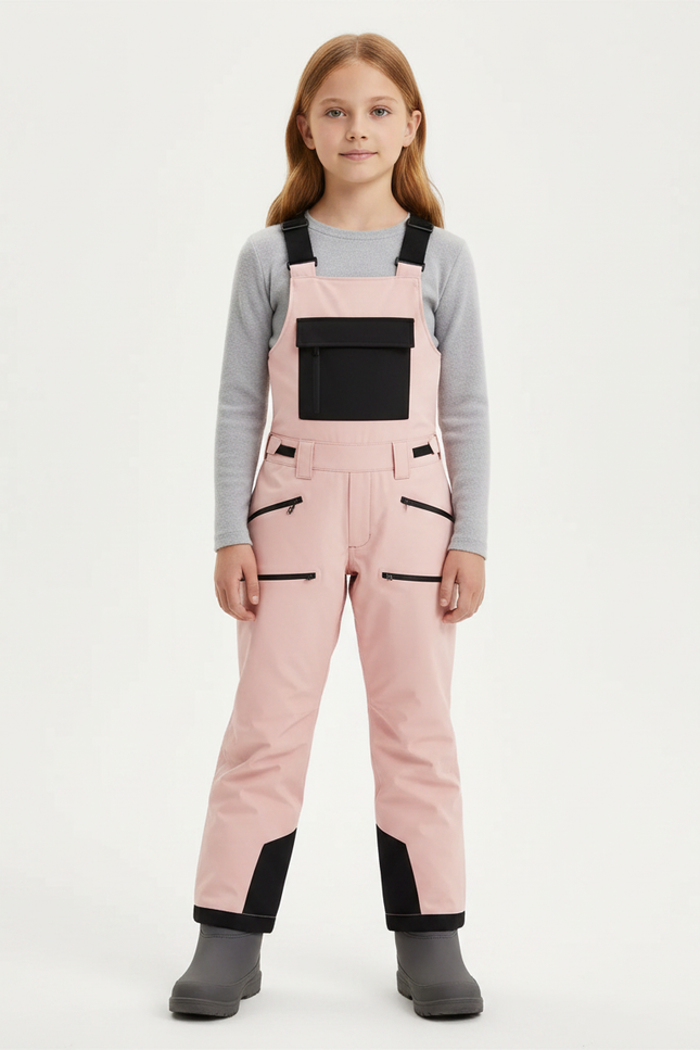 Pantalon De Pluie Rose Bretelles Imperméable Enfant Hiver - Polyester