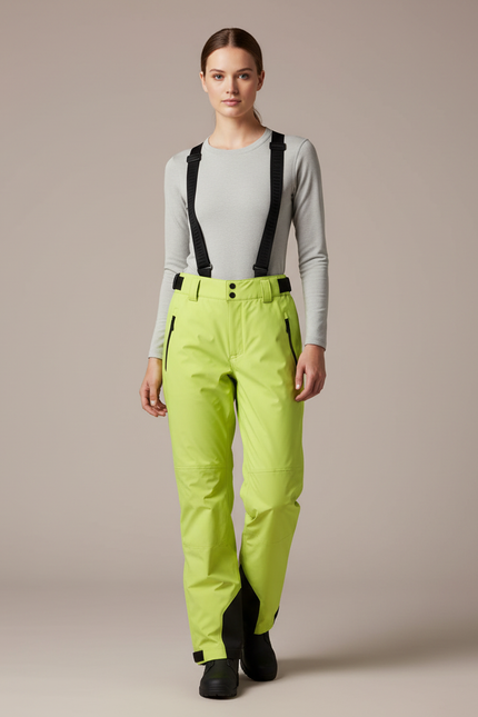 Pantalon De Pluie Vert Citron Imperméable Bretelles Amovibles Femme - Polyester