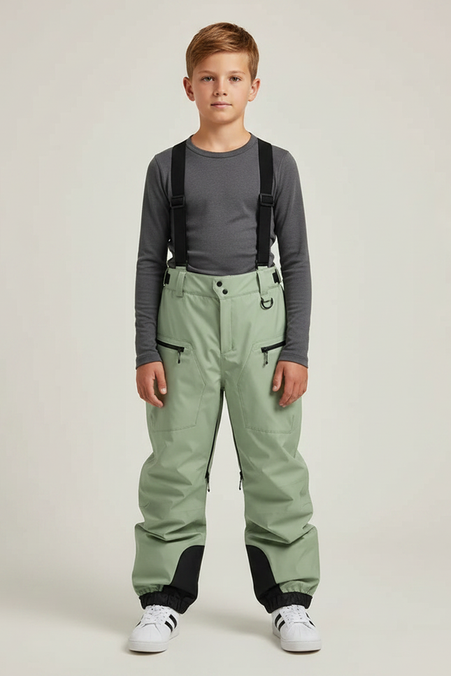Pantalon De Pluie Vert Ample Bretelles Imperméable Enfant - Polyester