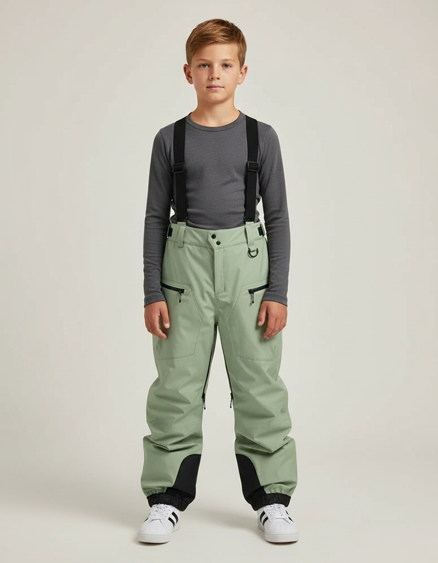 Pantalon De Pluie Vert Ample Bretelles Imperméable Enfant - Polyester