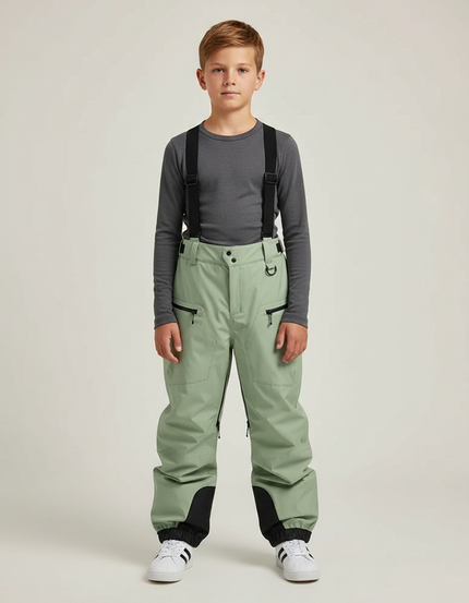 Pantalon De Pluie Vert Ample Bretelles Imperméable Enfant - Polyester