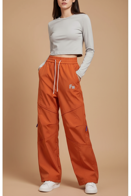 Pantalon De Pluie Orange Ample Imperméable Fonctionnel Décontracté - Polyester