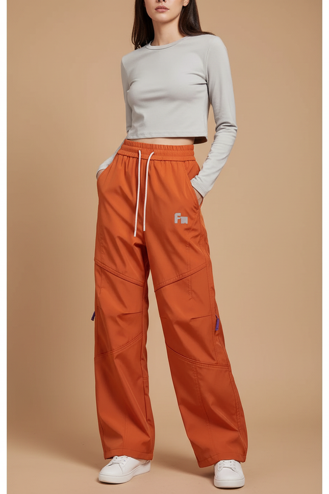 Pantalon De Pluie Orange Ample Imperméable Fonctionnel Décontracté - Polyester