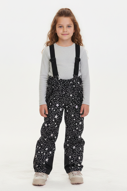 Pantalon De Pluie Noir Imprimé Étoiles Enfant Ski - Polyester