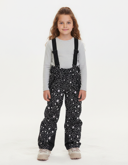 Pantalon De Pluie Noir Imprimé Étoiles Enfant Ski - Polyester
