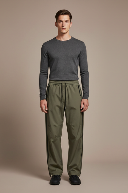 Pantalon De Pluie Vert Kaki Imperméable Cargo Homme - Polyester