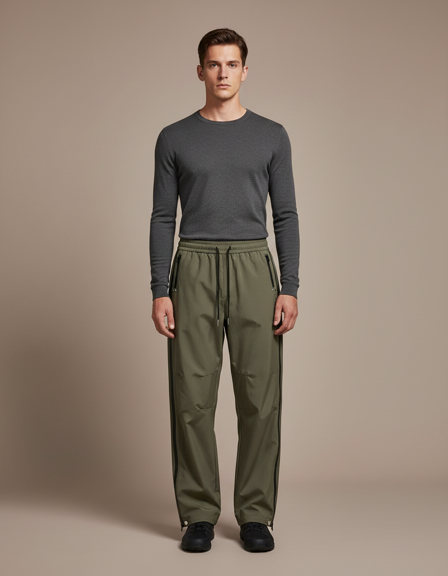 Pantalon De Pluie Vert Kaki Imperméable Cargo Homme - Polyester