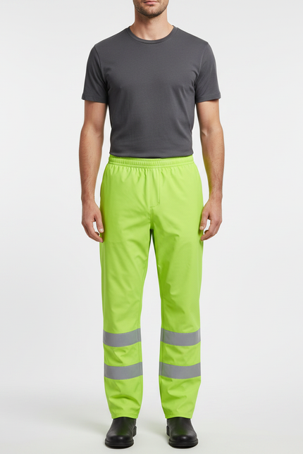 Pantalon De Pluie Fluorescent Réfléchissant Imperméable Unisexe - Vert Polyester