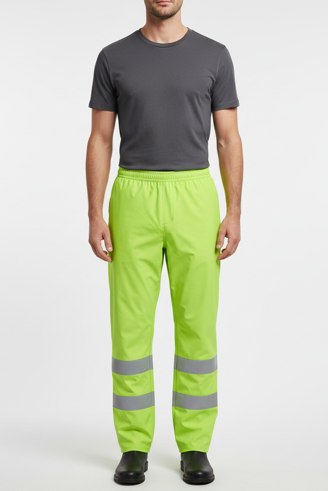 Pantalon De Pluie Fluorescent Réfléchissant Imperméable Unisexe - Vert Polyester