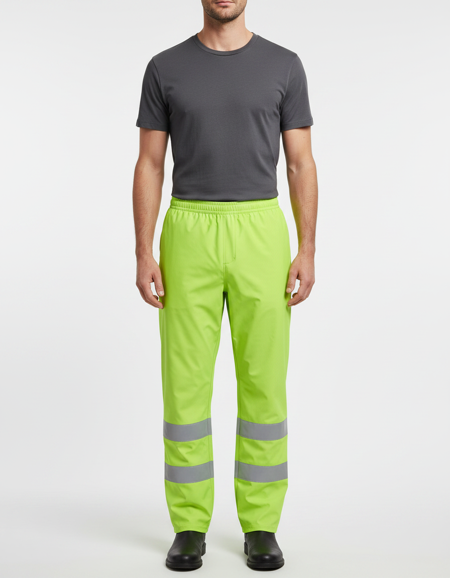 Pantalon De Pluie Fluorescent Réfléchissant Imperméable Unisexe - Vert Polyester