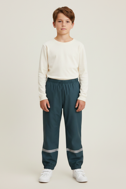 Pantalon De Pluie Vert Foncé Réfléchissant Élastiqué Enfant - Polyester