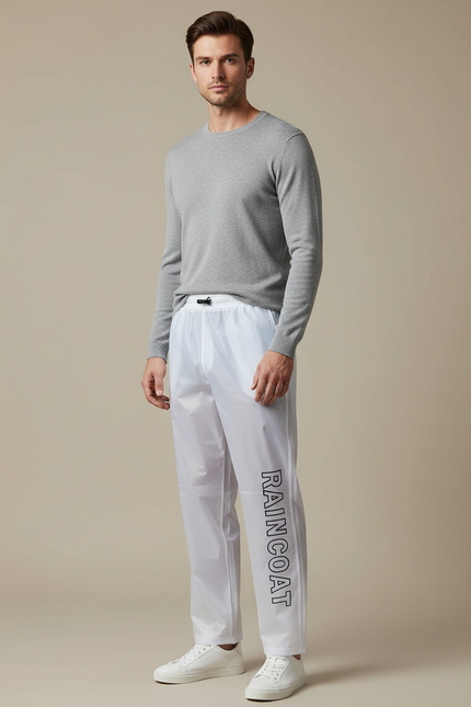 Pantalon De Pluie Blanc Transparent Imperméable Homme Décontracté - Polyester