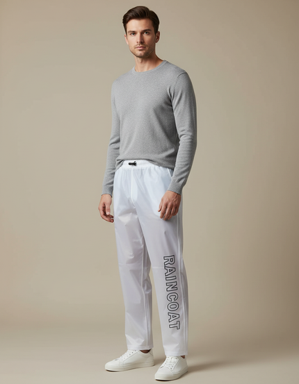 Pantalon De Pluie Blanc Transparent Imperméable Homme Décontracté - Polyester