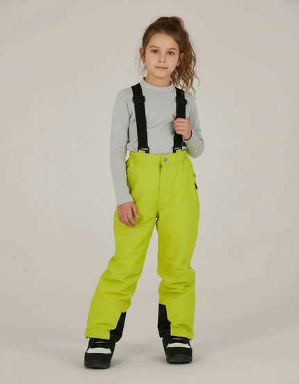 Pantalon De Pluie Vert Fluorescent Imperméable Enfant Ski Bretelles - Polyester