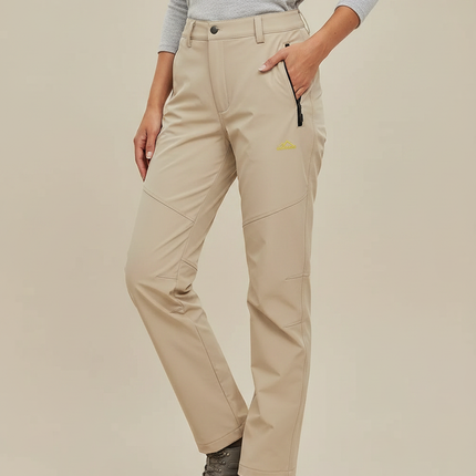 Pantalon De Pluie Beige Doublé Polaire Femme Randonnée - Polyester