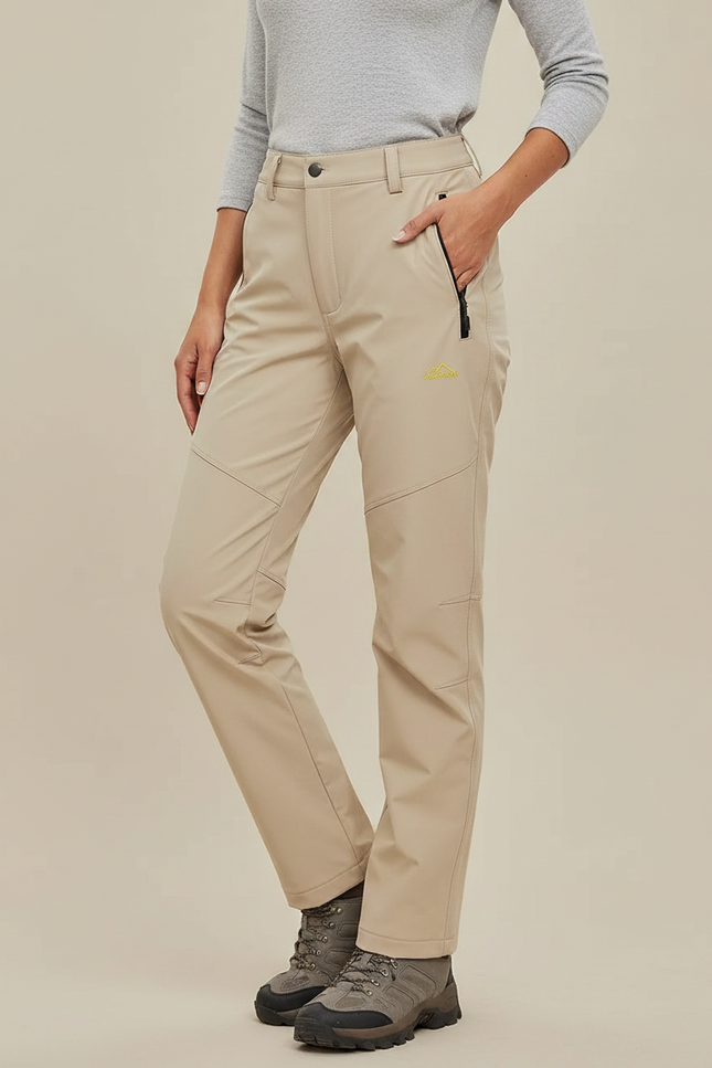 Pantalon De Pluie Beige Doublé Polaire Femme Randonnée - Polyester