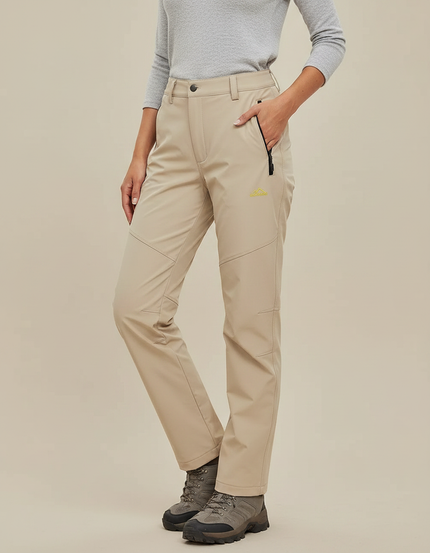 Pantalon De Pluie Beige Doublé Polaire Femme Randonnée - Polyester