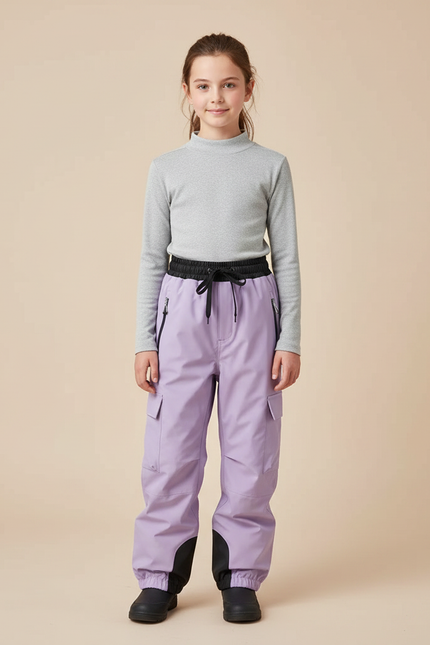 Pantalon De Pluie Lavande Imperméable Cargo Ample Enfant - Violet Polyester